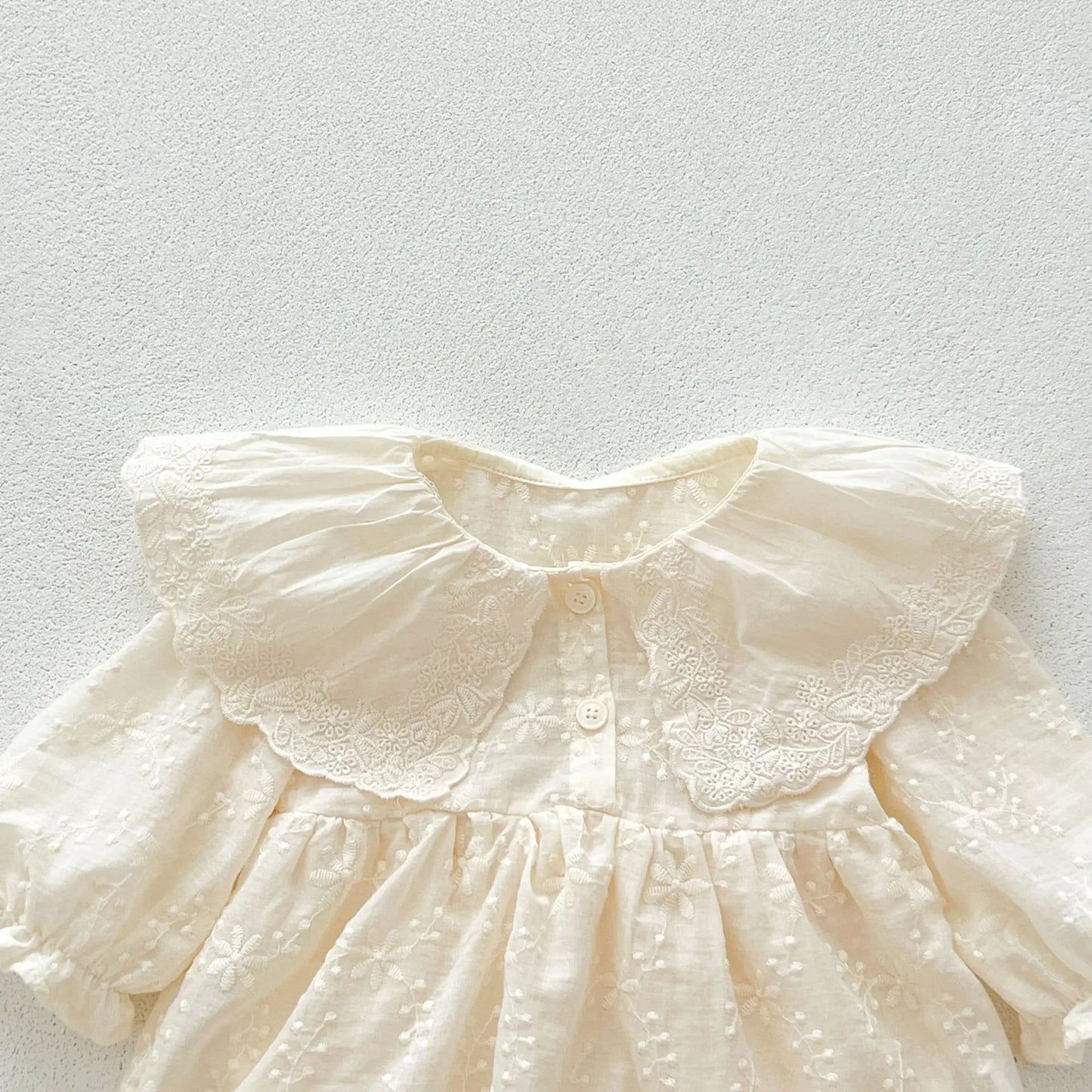 Autumn Newborn Infant Baby Girls Embroidery Lapel Romper Muslin Sweet Princess Long Sleeve Rompers Kids Fashion Baby Clothing