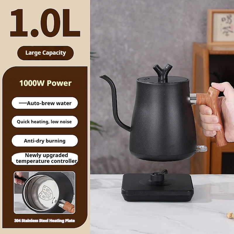 1L Stainless Steel Electric Kettle, Auto Shut-Off, for Pour-Over Coffee/Tea, Smart Temp Control & Mechanical Models