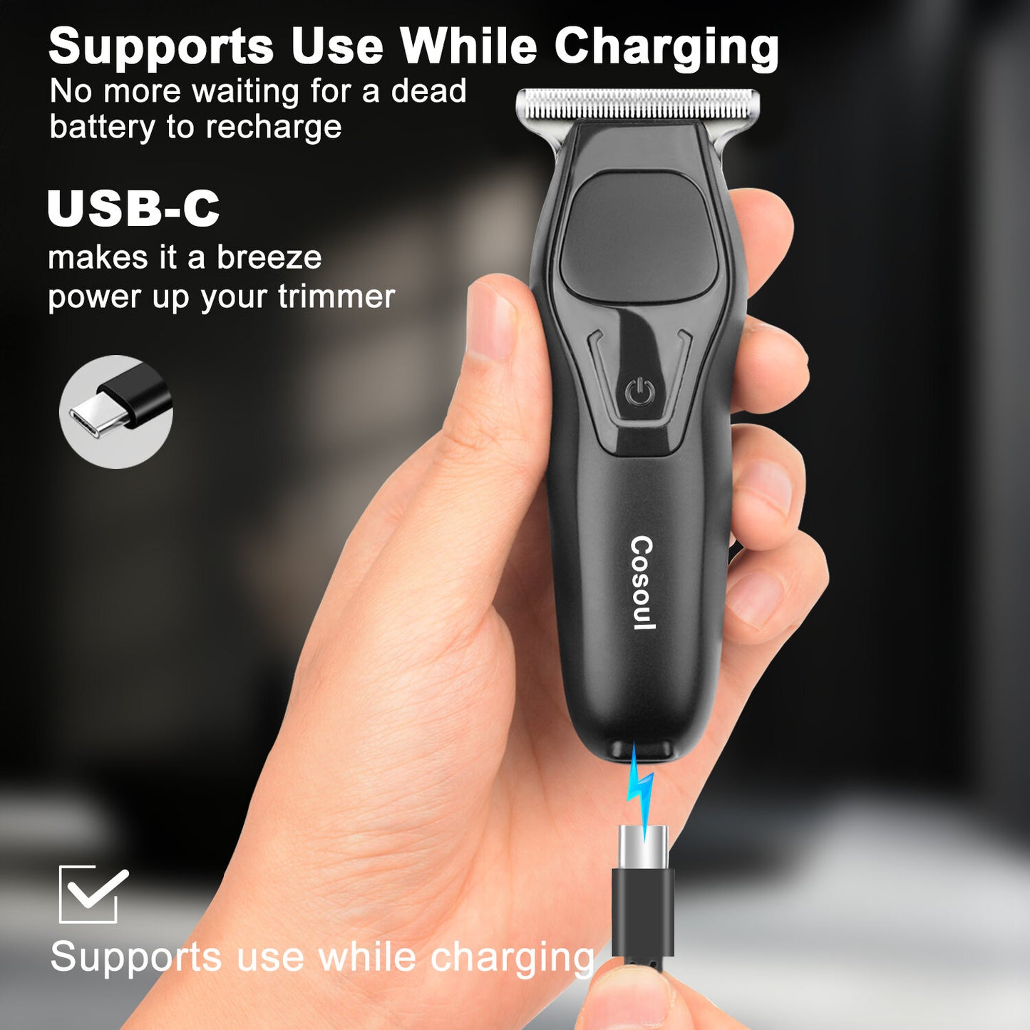 COSOUL Hair Trimmer Compact Beard Trimmer for Men Professional Hair Clipper Portable Mens Mustache Trimmer Face Bald Head Razor