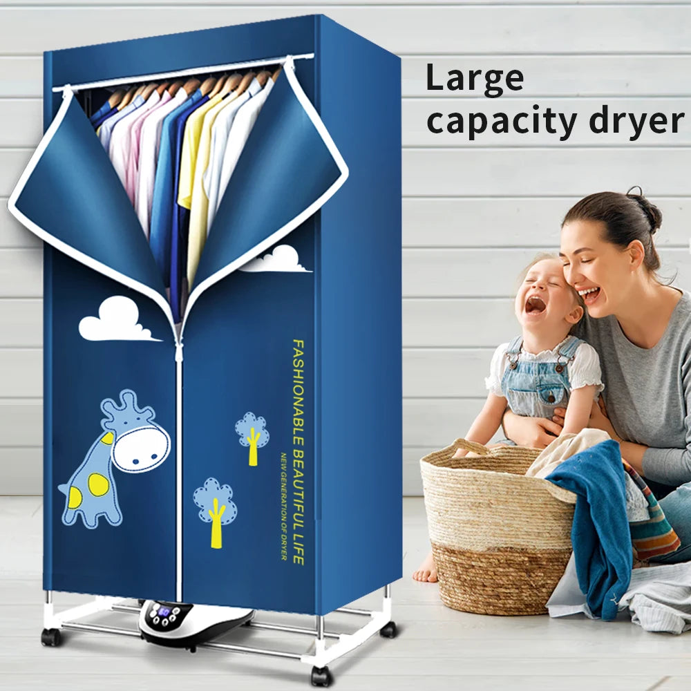 Portable Electric Clothes Dryer,220V-1500W Heated Clothes Airer, Heated Clothes Dryer with Timer, Electric Clothes Dryer