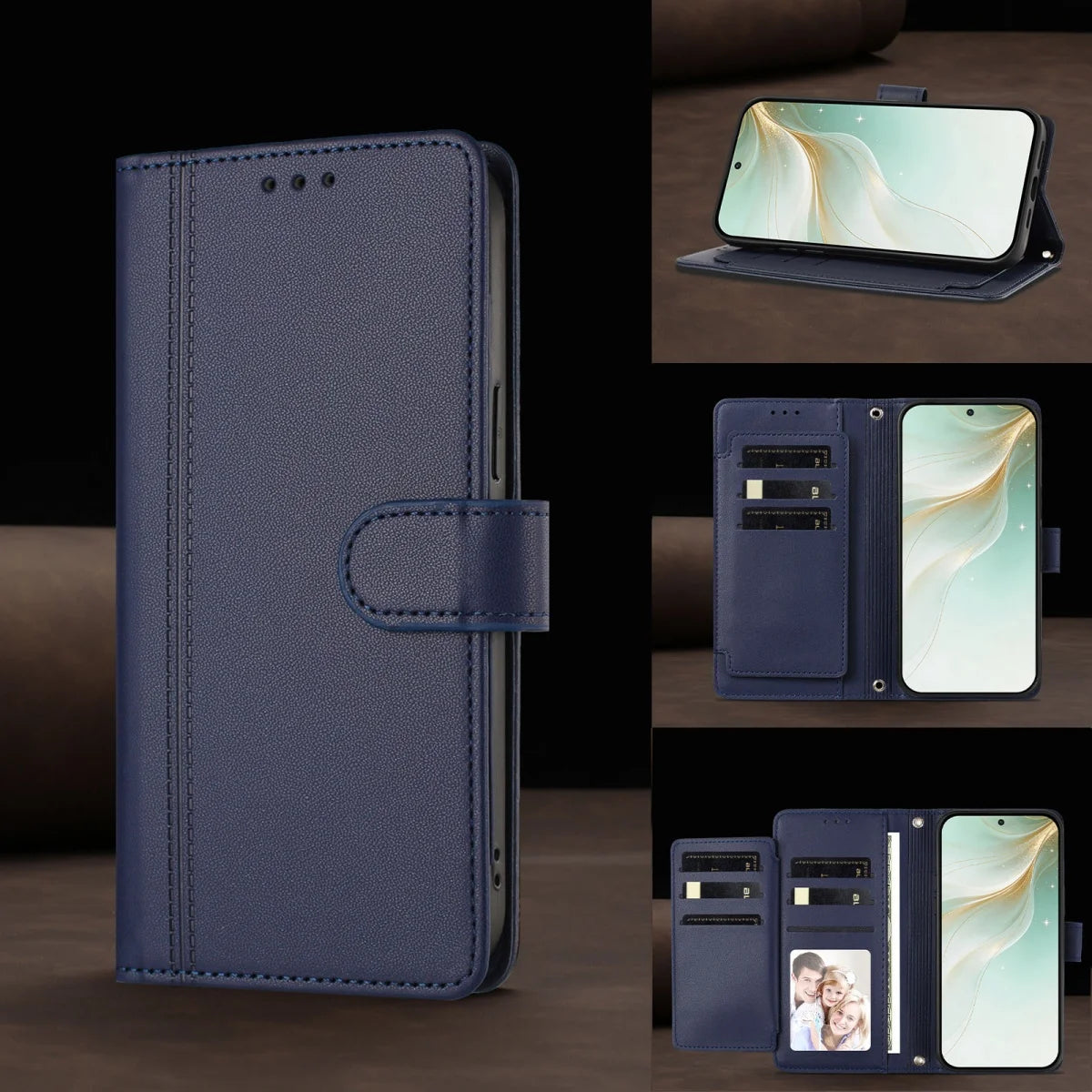 Luxury Premium Leather Wallet Case For iPhone 17 16 15 14 13 12 17 Pro Max Plus Air 17e 16e Wallet Card Slot Magnetic Flip Cover