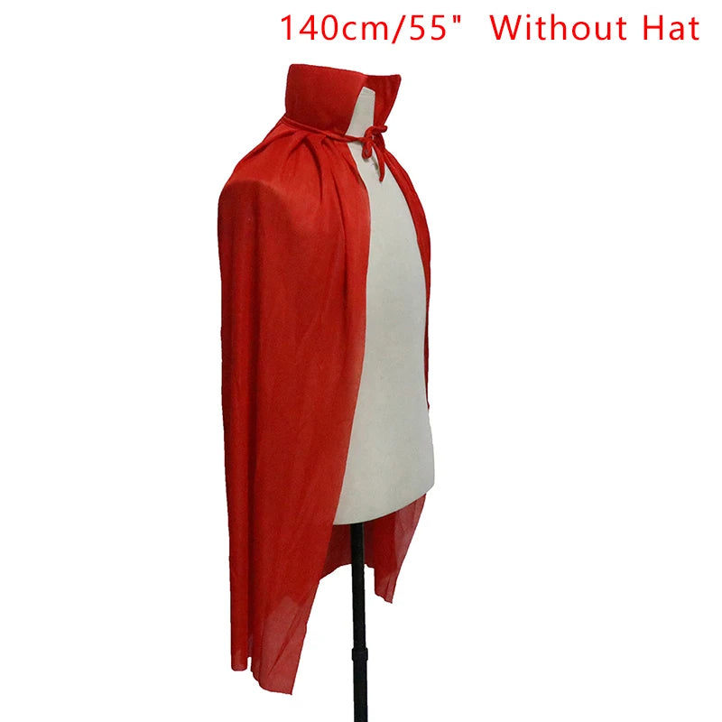 Halloween Costume For Men Woman Kids Female Girl Boy Adult Death Scary Devil Role Red Black Witch Vampire Long Cape Cloak Hooded