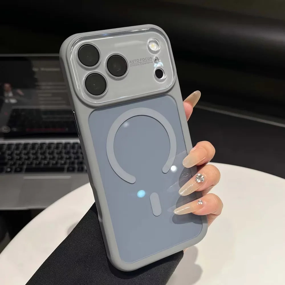 Large Window Glass Lens Colorful Acrylic For Magsafe Magnetic Phone Case For iPhone 17 16 15 14 13 Pro Max Shockproof Cover Q7