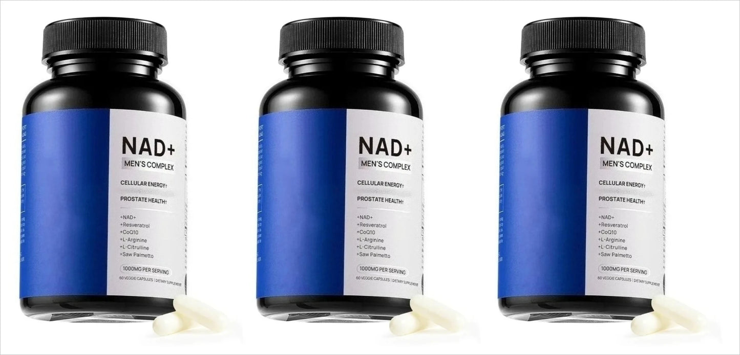 Men's Wellness Complex with NAD+ CoQ10 Resveratrol L Arginine Daily Energy Vitality Support 60 Veggie Capsules