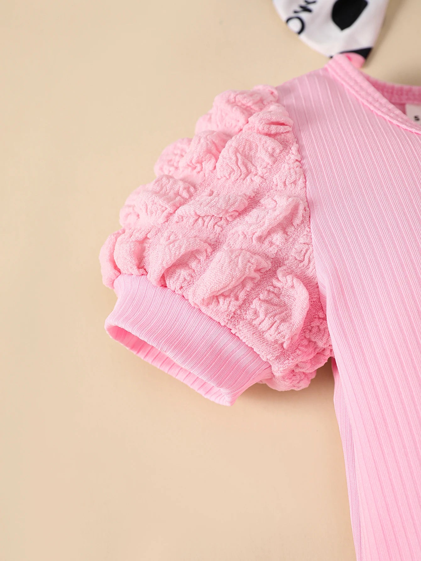 Baby Girl Pink Bodysuit, Cow-Print Flared Pants & Bow Headband Set