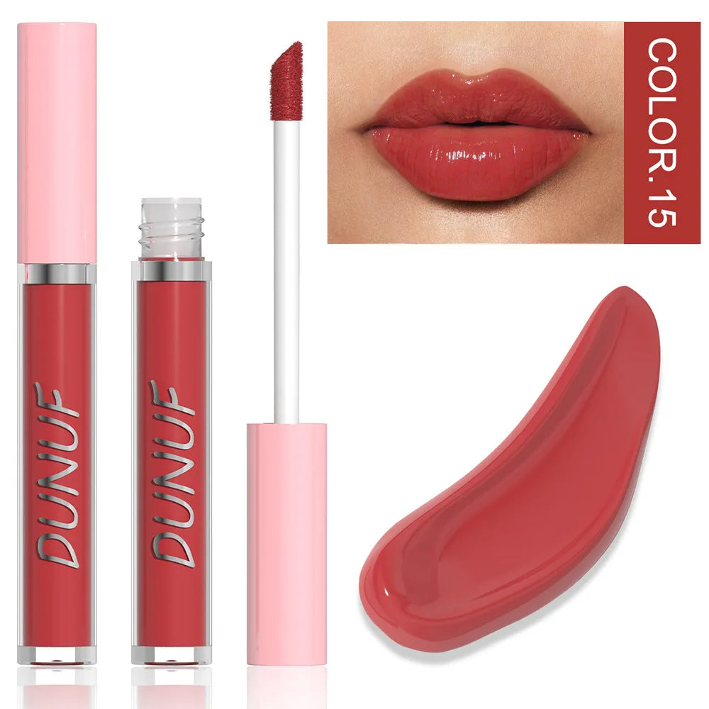 DUNUF High Quality Mirror Gloss Herorange Lipstick Lip Gloss Make-up Lightly Glass Moisturizing Plump Lip stick Lipgloss Gifts