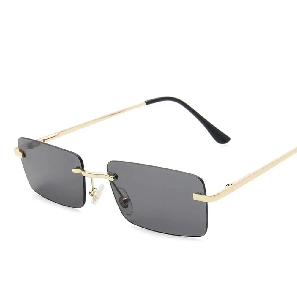 Rimless Rectangle Sunglasses Women UV400 Driving Sun Glasses Men Clear Color Summer Accessories Square Small Size