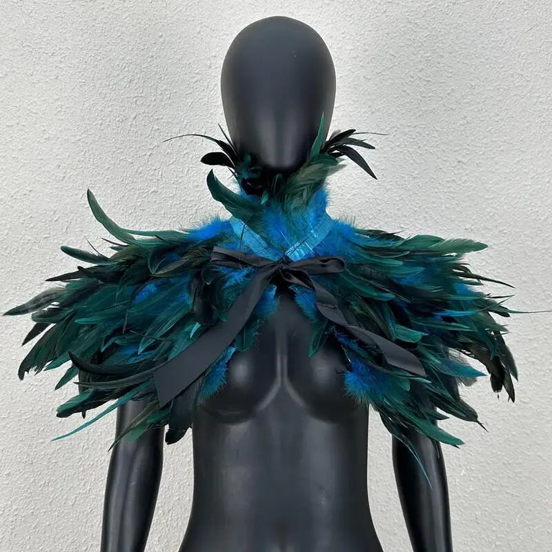 Halloween Makeup Ball Feather Party Costume Cloak Fake Collar Role Play