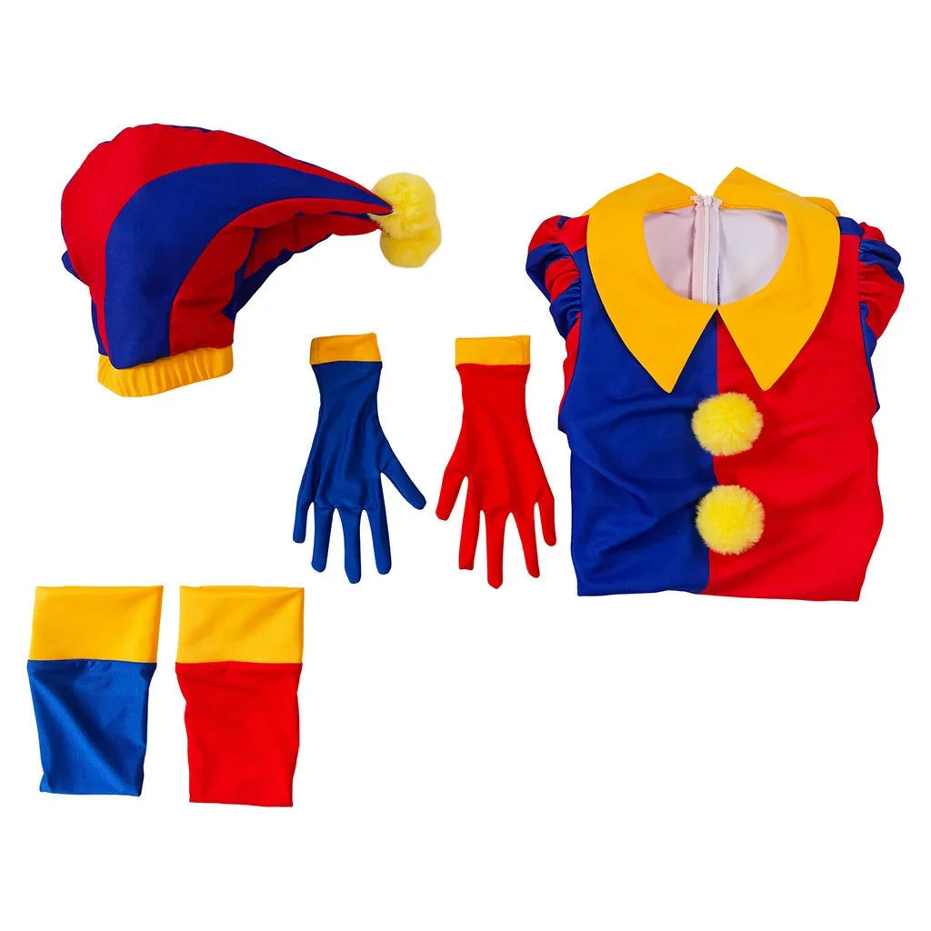 2026 4PCS Pomni Cosplay Costume Hat Disguise Halloween Carnival Party Clothing