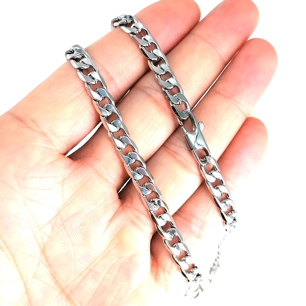 Stainless Steel Necklace 6/8/12mm Width Customize Length Men Curb Cuban Link Chain Punk Fashion Jewelry Factory Drop Shipping