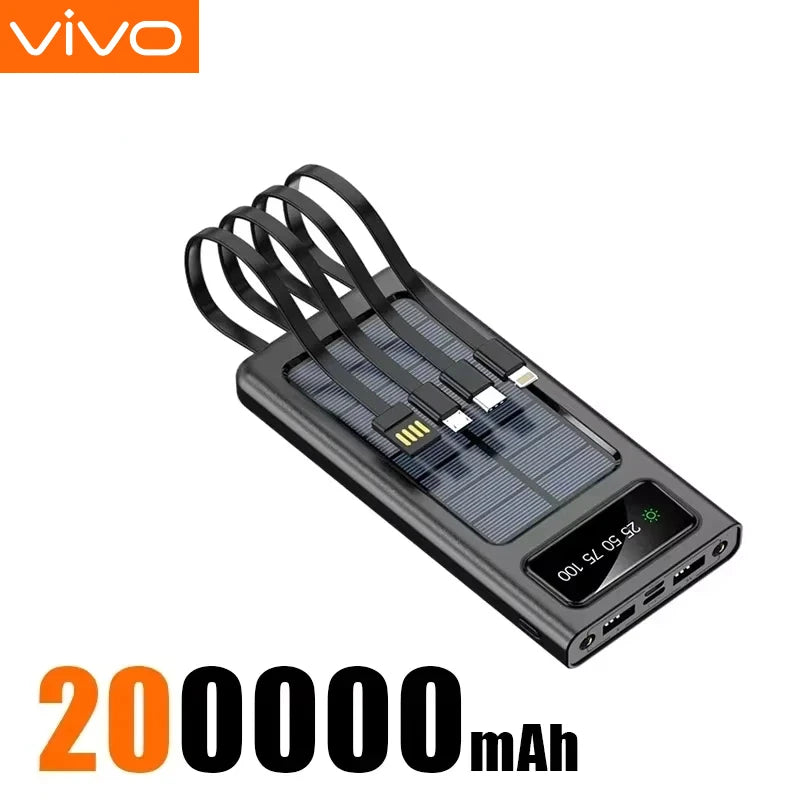 VIVO 5000000mAh Solar Power Bank Portable High Capacity Fast Charge External Battery with Flashlight Powerbank for All Phones