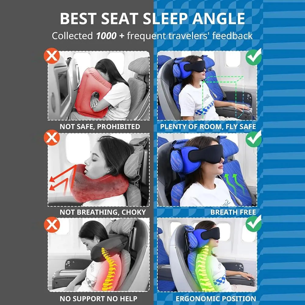 3D Contoured Travel Pillow 100% Blackout Zero Eye Pressure Sleeping Mask Soft Adjustable Travel Accessories Airplane