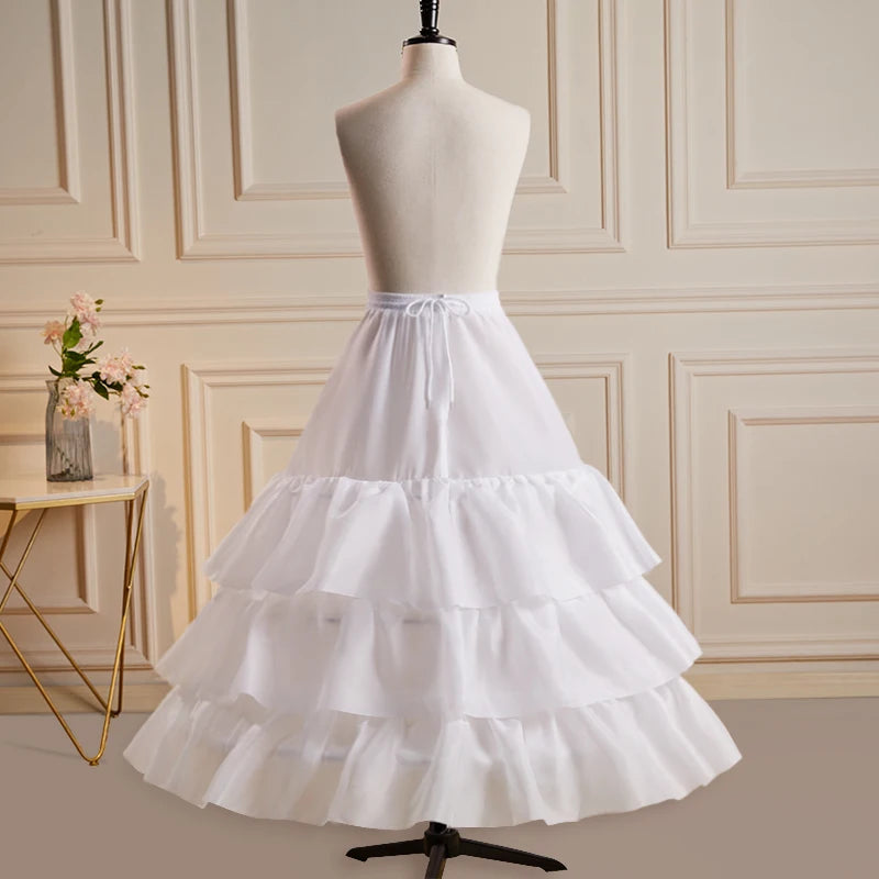 Bridal Petticoat Crinoline Underskirt Women with 3 Hoops Bone and With Ruffles for Wedding Dress Ball Gown
