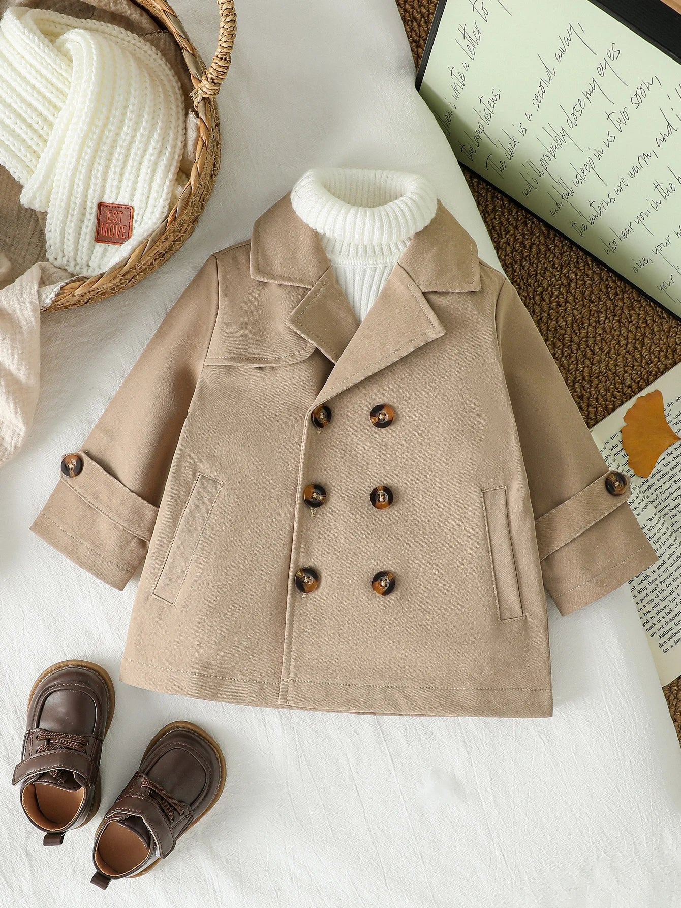 2025 New Fashion Baby Boys Trench Coat Autumn/Winter Jacket Long Sleeve Baby Double breasted Cardigan Clothes For 1-3Y
