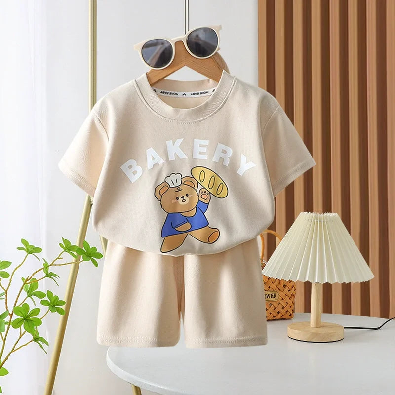 2Pcs Children Tshirt Shorts Sets Baby Summer Clothes Boy Girl Fashion Short Sleeve Pants Suit Leisure Outfits Kids Costume