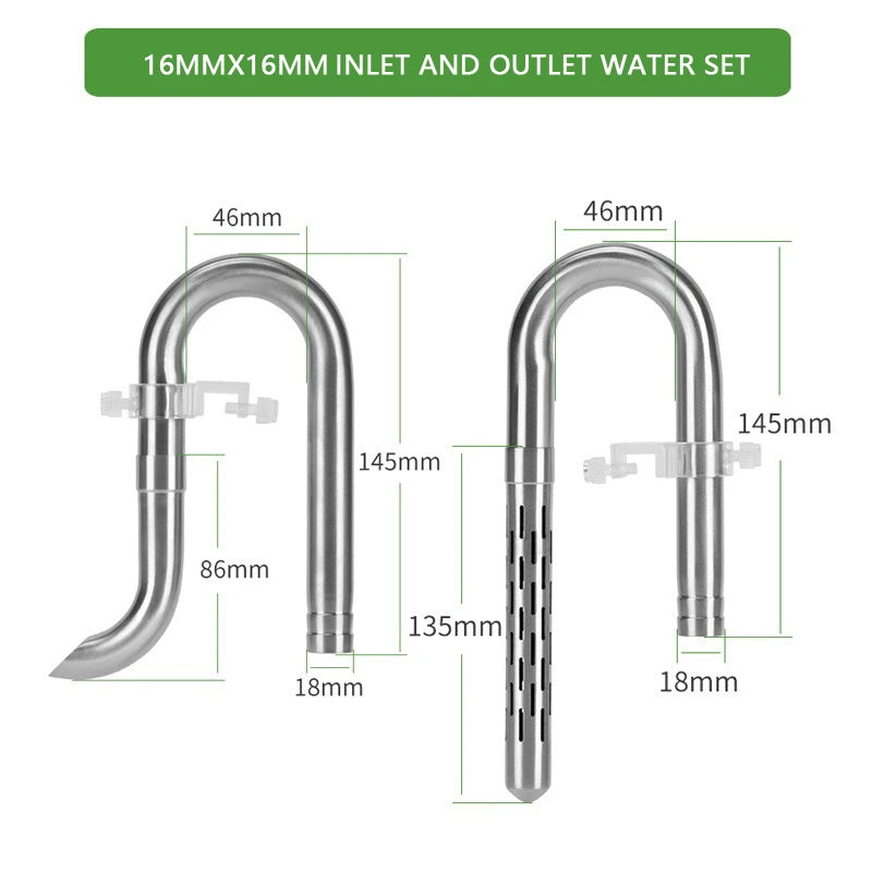 WYIN Aquarium filter stainless steel filter tube oil film outlet docking inner diameter water pipe 12-16-20MM fish tank filter
