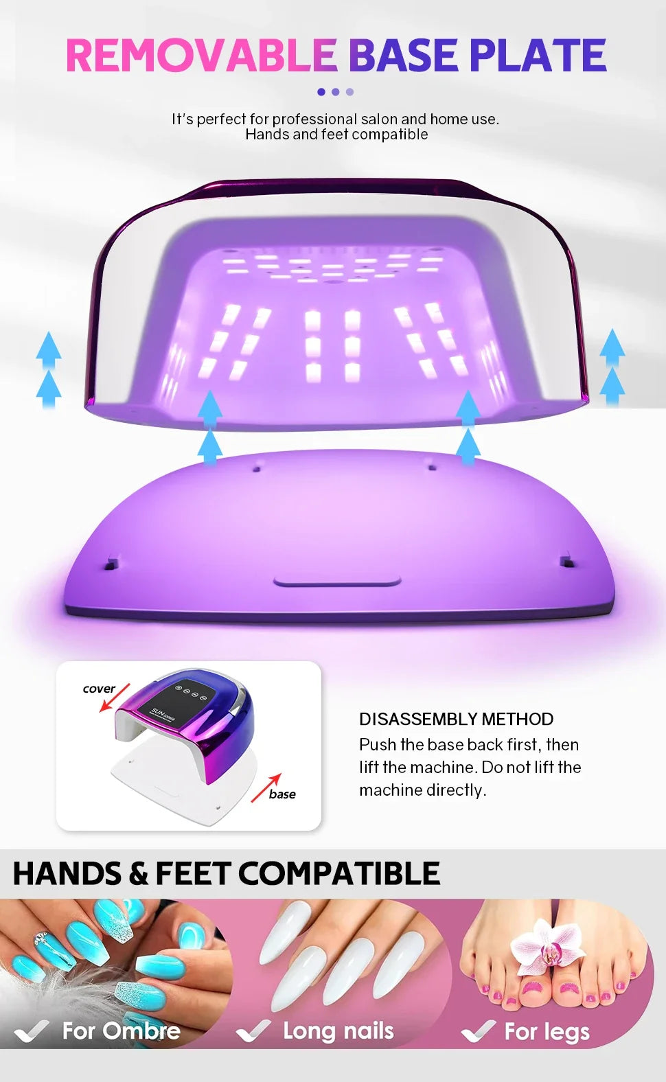 200W UV LED Nail Lamp 48 LEDs Nail Dryer with HD LCD Display Rechargeable Manicure Lamp for Curing All Nails Gel Nail Art Tools