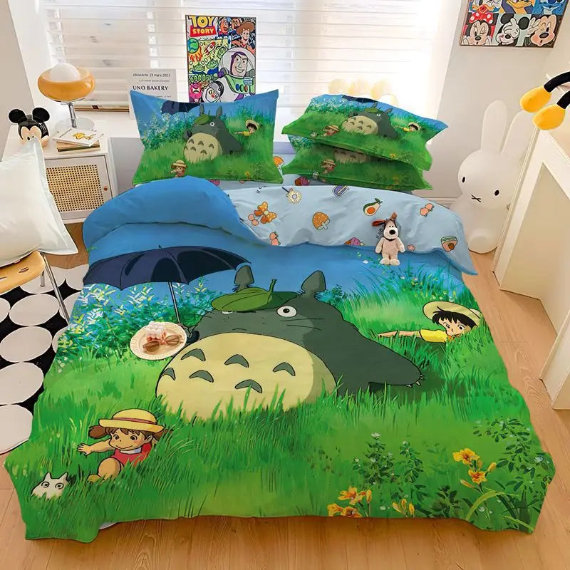 3D Exquisite Cartoon Print Duvet Cover My Neighbor T-Totoro Bedding Set Comforter Bed Youth Home Decor Kids Boys Girls Gift