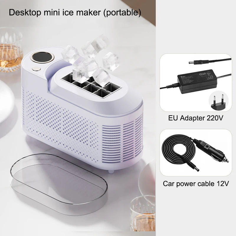 110V/220V Portable Small Ice Maker Mini Home Dormitory Office Camping 12V Car Cube Ice Automatic Ice Making Box Ice Machine
