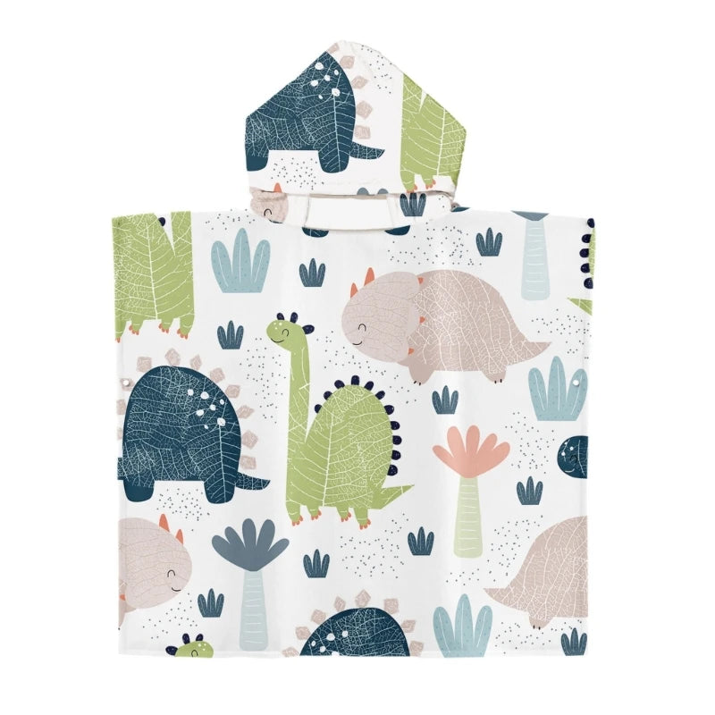 Toddler Kids Beach Towel Cotton Bathrobe Baby Boys Girls Dinosaur Animal Hooded Bathing Towel 60x60cm Children Dinosaur Blanket