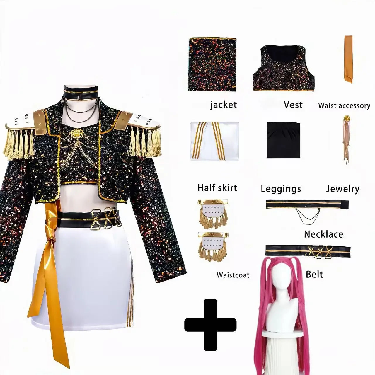 Halloween Rumi Zoey Mira Stage Performance Outfit Cosplay Costume with Wig Role Playi Suit