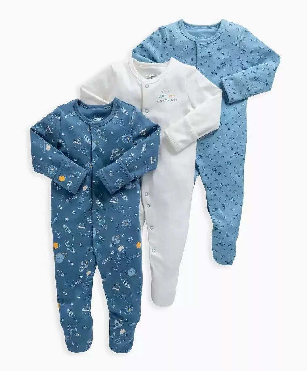 3pcs/Lot Cotton Soft Baby Romper Jumpsuit for Boys Girls with Zipper Footed Long Sleeve Pajama Sleepsuit Outfit Infant Clothes