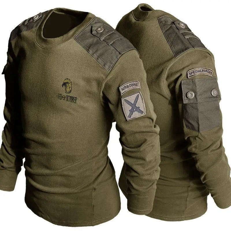 Tactical Camouflage Special Forces T-shirt Men Spring Breathable Wear Resistant Round Neck Top Pure Cotton Training Workwear