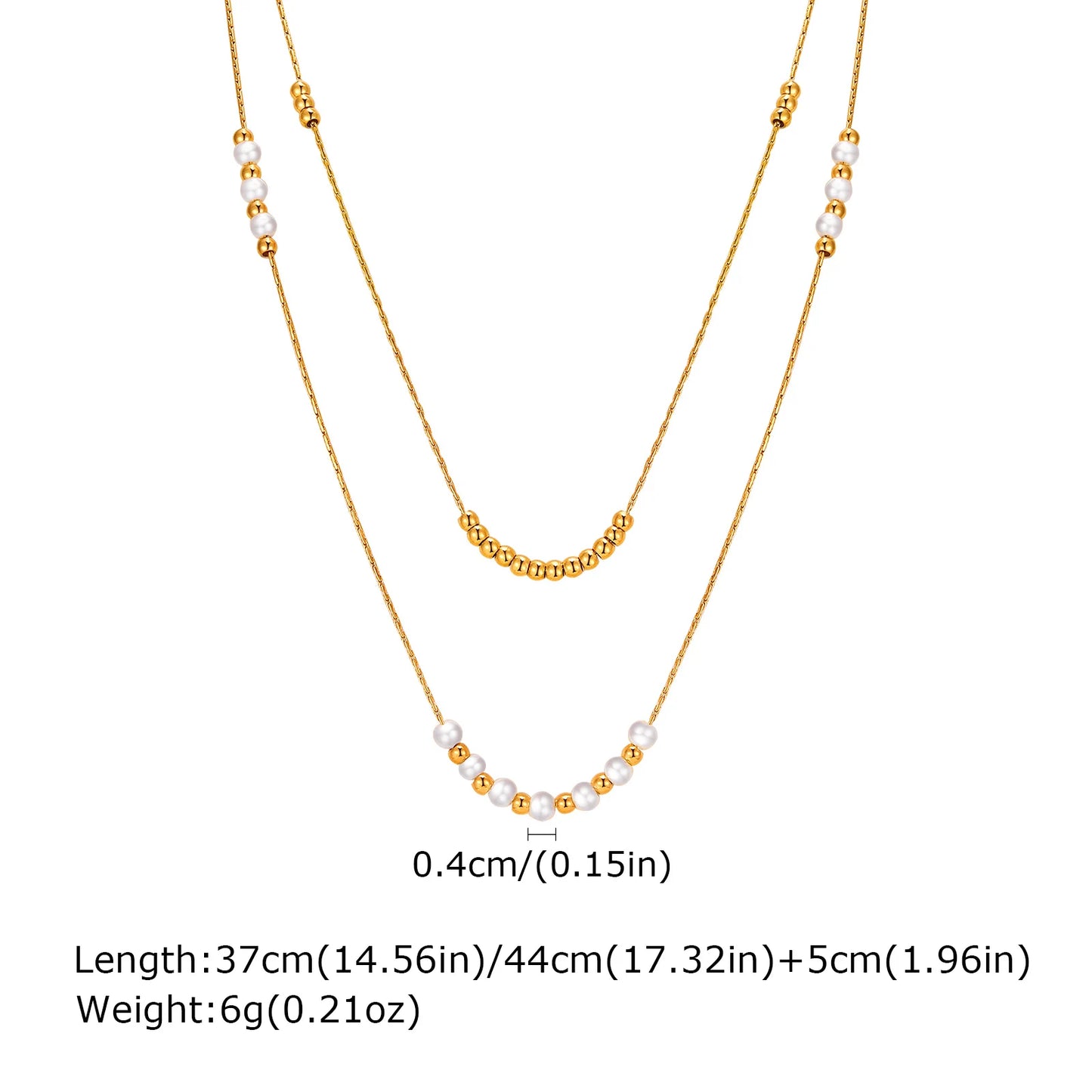 Pearl Choker Necklaces For Women, Double Layered Pearls Chain Necklace, Minimalist Stainless Steel Wedding Jewelry