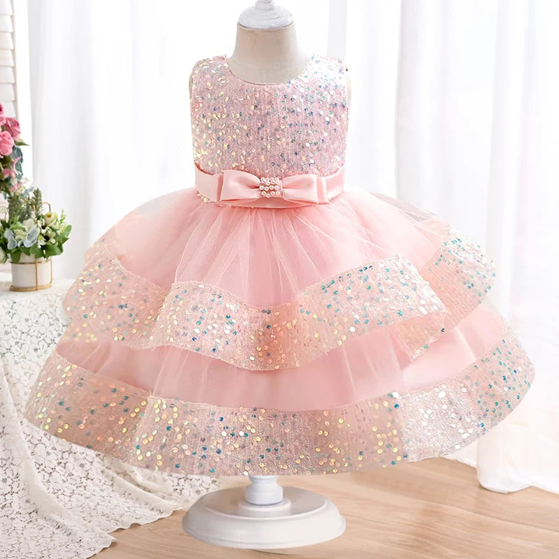 NEW Baby Dress Lace Flower Christening Baptism Clothes Newborn Kids Girls First Years Birthday Princess Infant Party Costume