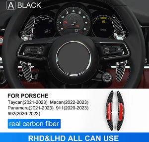 Car Steering Wheel Shift Paddles Shifter Carbon Fiber Gear Plate For Porsche Taycan Panamera Macan 911 992 Interior Trim