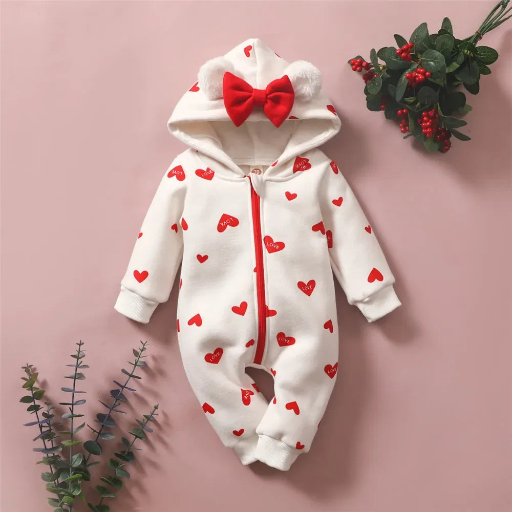 Prowow Cartoon Fox Baby Winter Clothes Romper Jumpsuit For Newborns Zipper Cute Ears Hooded Thicken Infant Overalls For Children