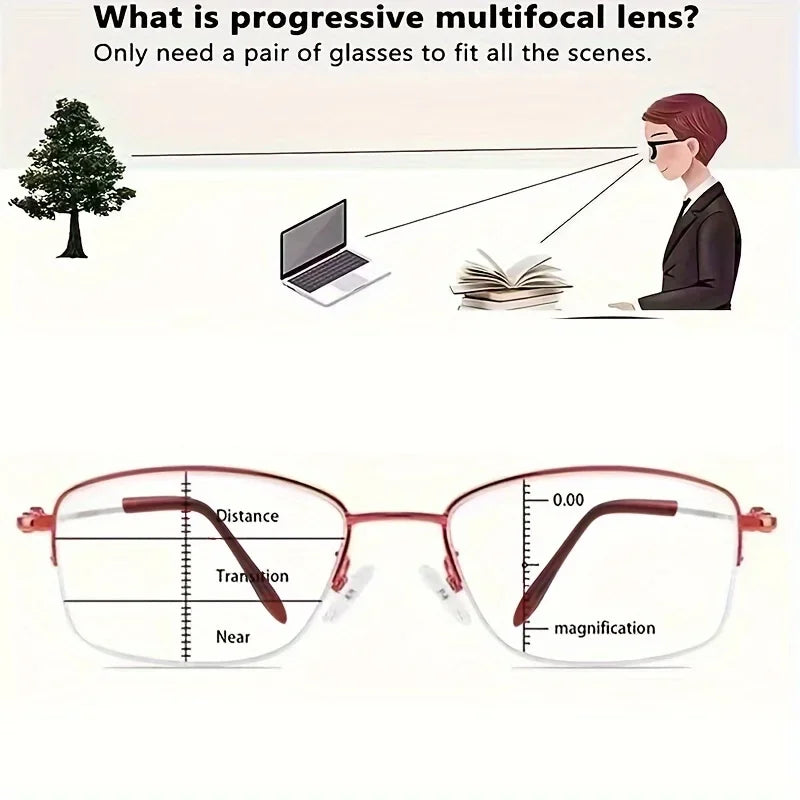 2026 Intelligent Zoom Progressive Multi-Functional Reading Glasses For Women Men Multifocal Anti-Blue Light Hyperopia Eyeglasses