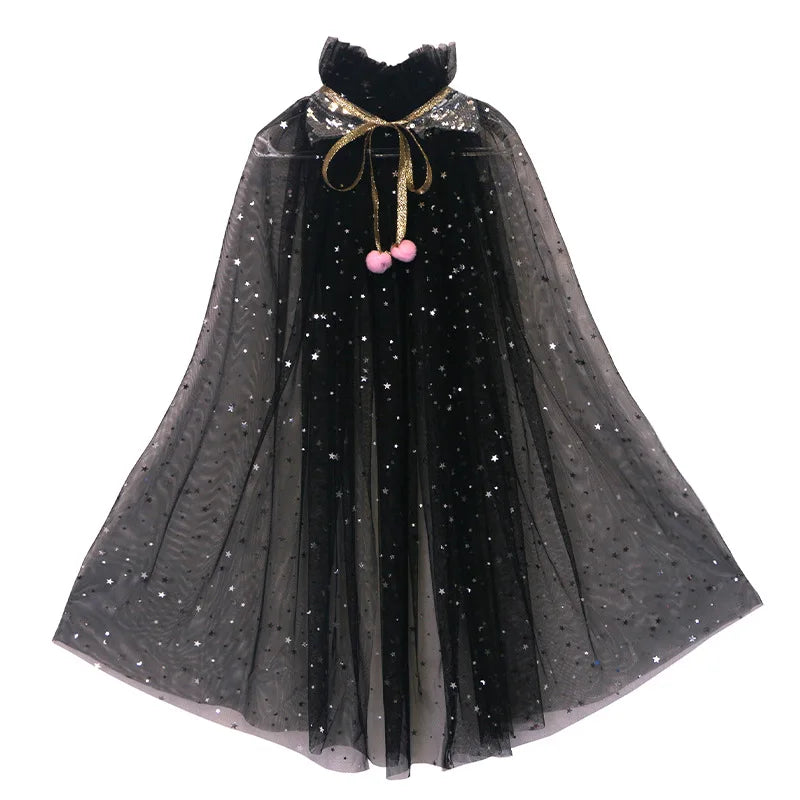 Girl Costume Children Elegant Dress Cape Kids Christmas Halloween Party Supply Girl Tulle Cloak Elsa Rapunzel Accessory