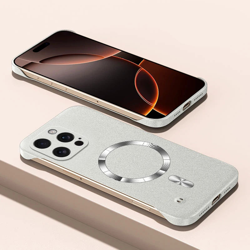Magnet Frameless Sand Rock Matte Case For Magsafe iPhone 17 Air 16 16E 15 14 13 12 11 Pro X XR XS Max Plus Mini Ultra Thin Cover