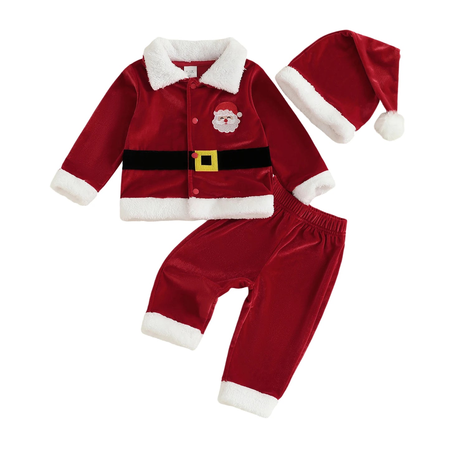 Citgeett Autumn Christmas Kids Toddler Girl Boy Outfits Long Sleeve Lapel Button Tops Elastic Waist Pants Costume Winter Set