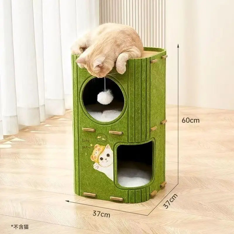 Luxury Multi layer Pet Four season Drilling Integrated Cat Tree Hole Double layer Grab Board Closed Universal Cat House