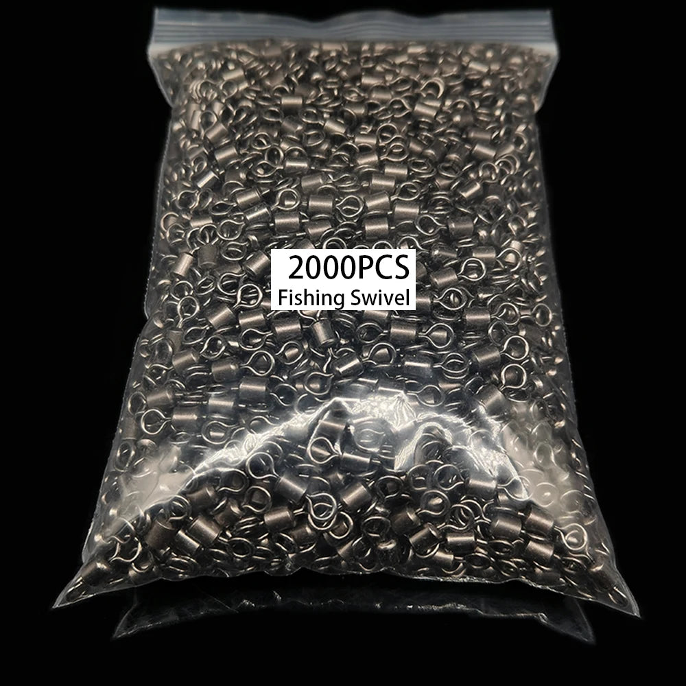2000pcs Copper Fishing Swivel Bearing Rolling Swivel Connector Black White Lure Link Fishing Tackle Supplies Accessories Pesca