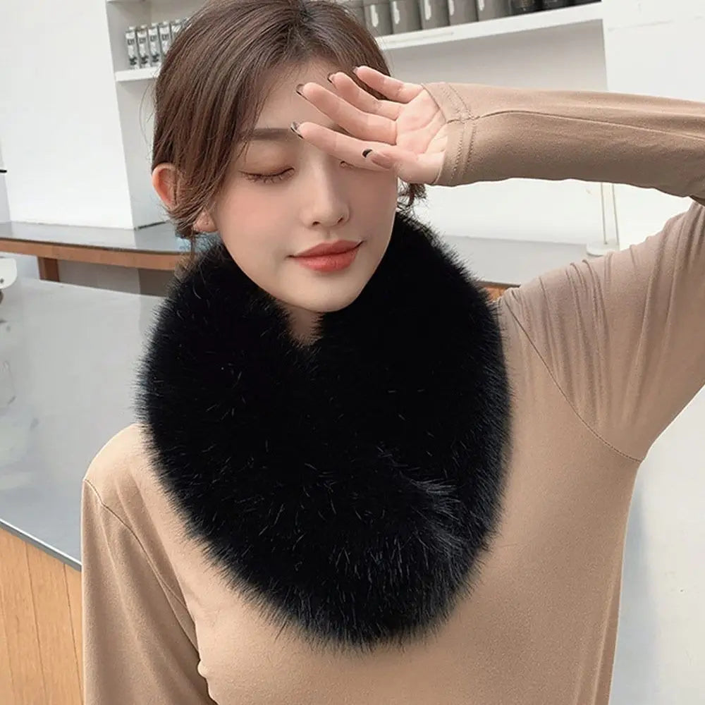 Women Hair Collar Winter Female Fur Scarf Solid Color Shawl Imitation Fur Scarf Artificial Wool Bib