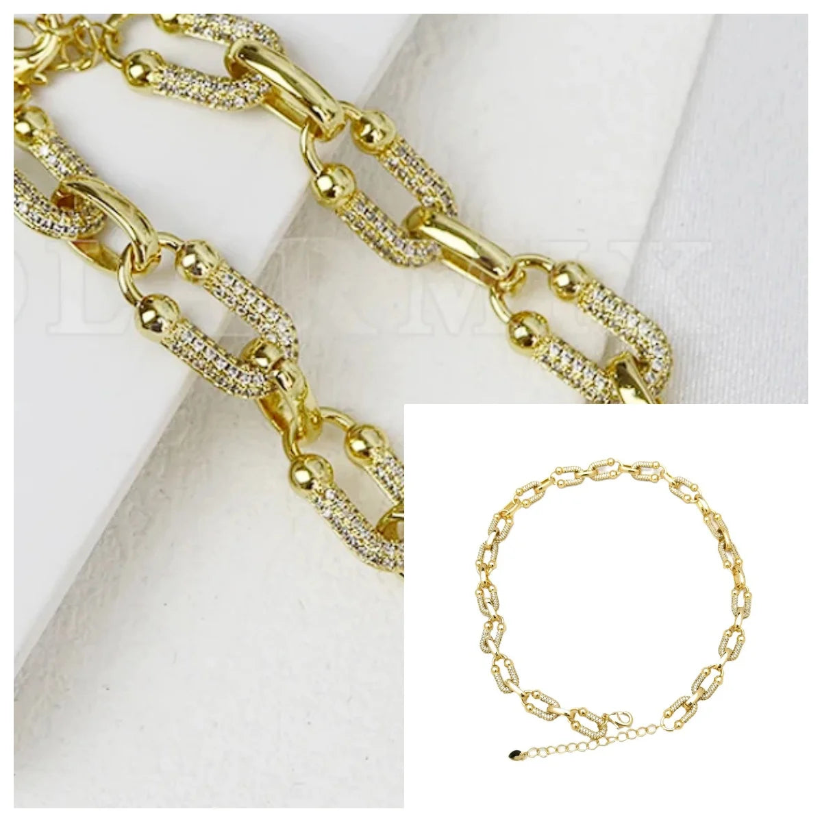 Classic Zircon U Shape Chain 18-K Gold Plated Gold Chains Fashion Jewelry Style 40435