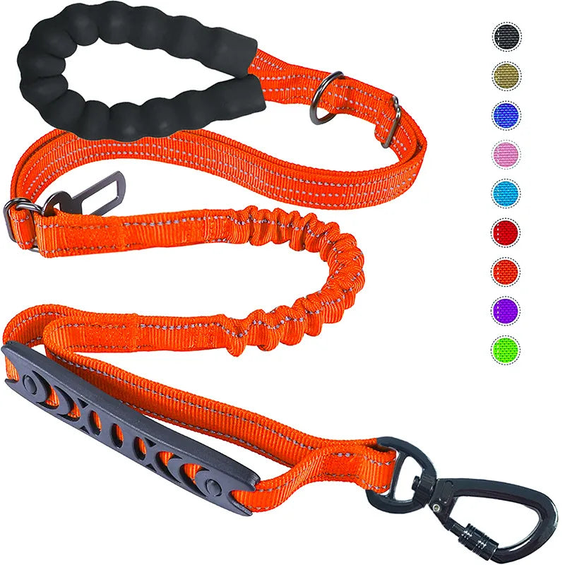 Heavy-Duty Bungee Dog Leash 4-in-1 Multifunctional Training Leash with Car Seat Belt,Dog Accessory, Dog Leash For Medium Dog