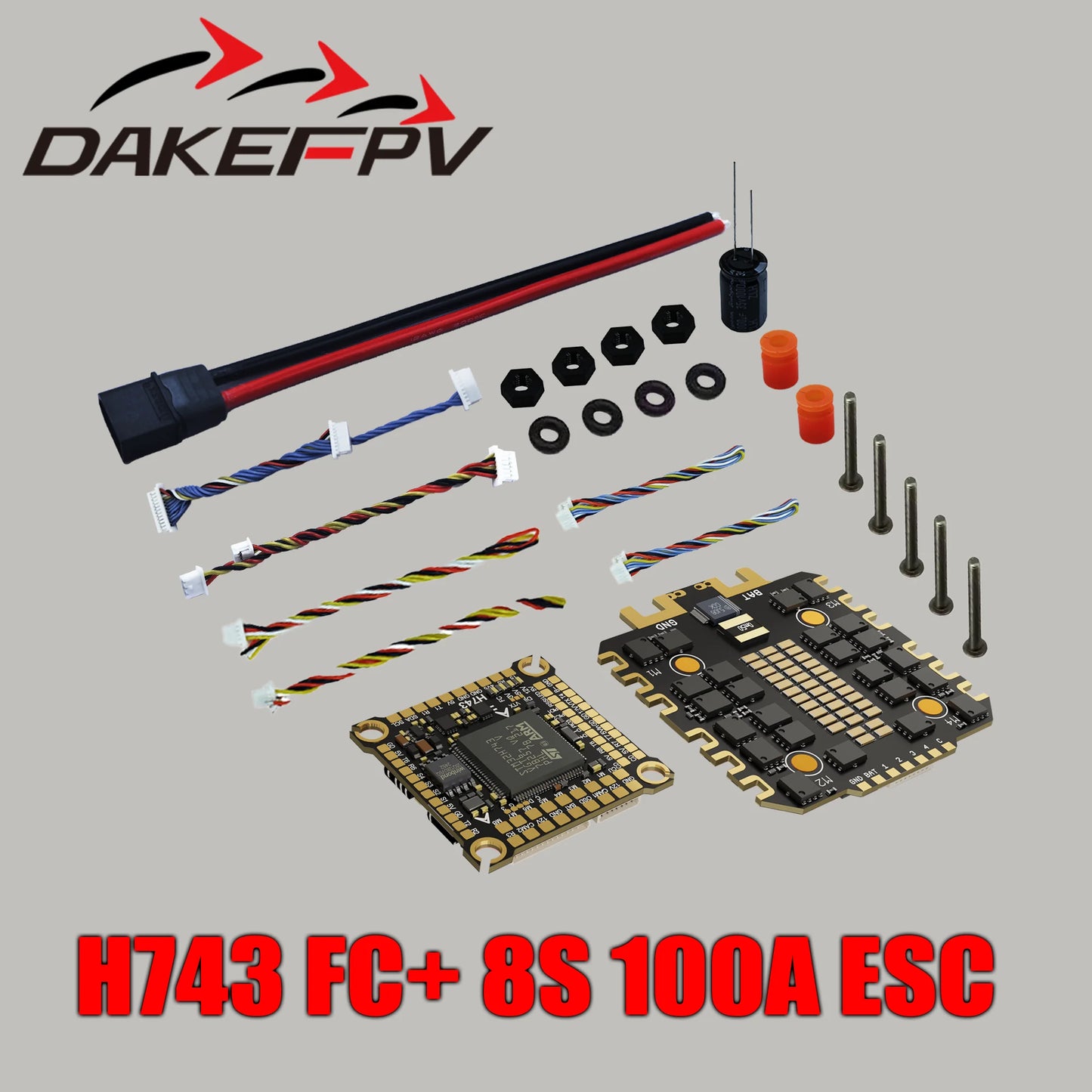 DAKEFPV H743 100A/120A stacked ICM42688P H743 flight control module BLHELI_S 120A 4-in-1 ESC 30.5X30.5 millimeters.