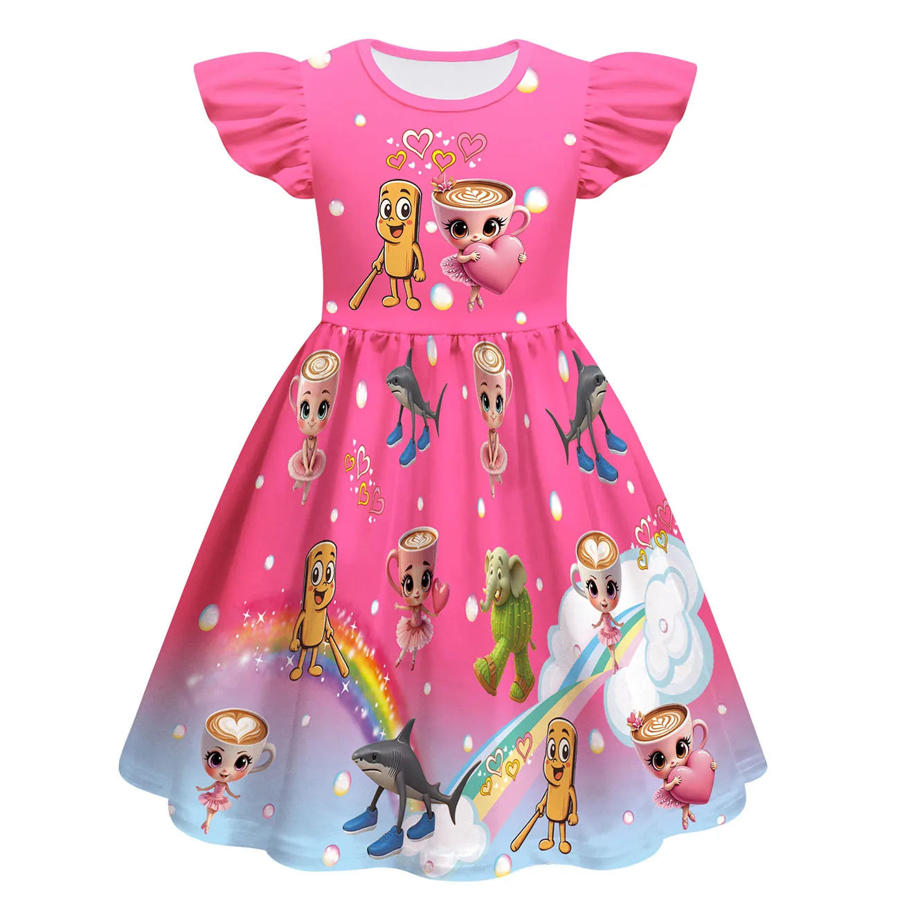 New Ballerina Cappuccina Cosplay Girls Dress+Bag Halloween Party Italian Brainrot Animals Tung Tung Tung Sahur Costume Kids