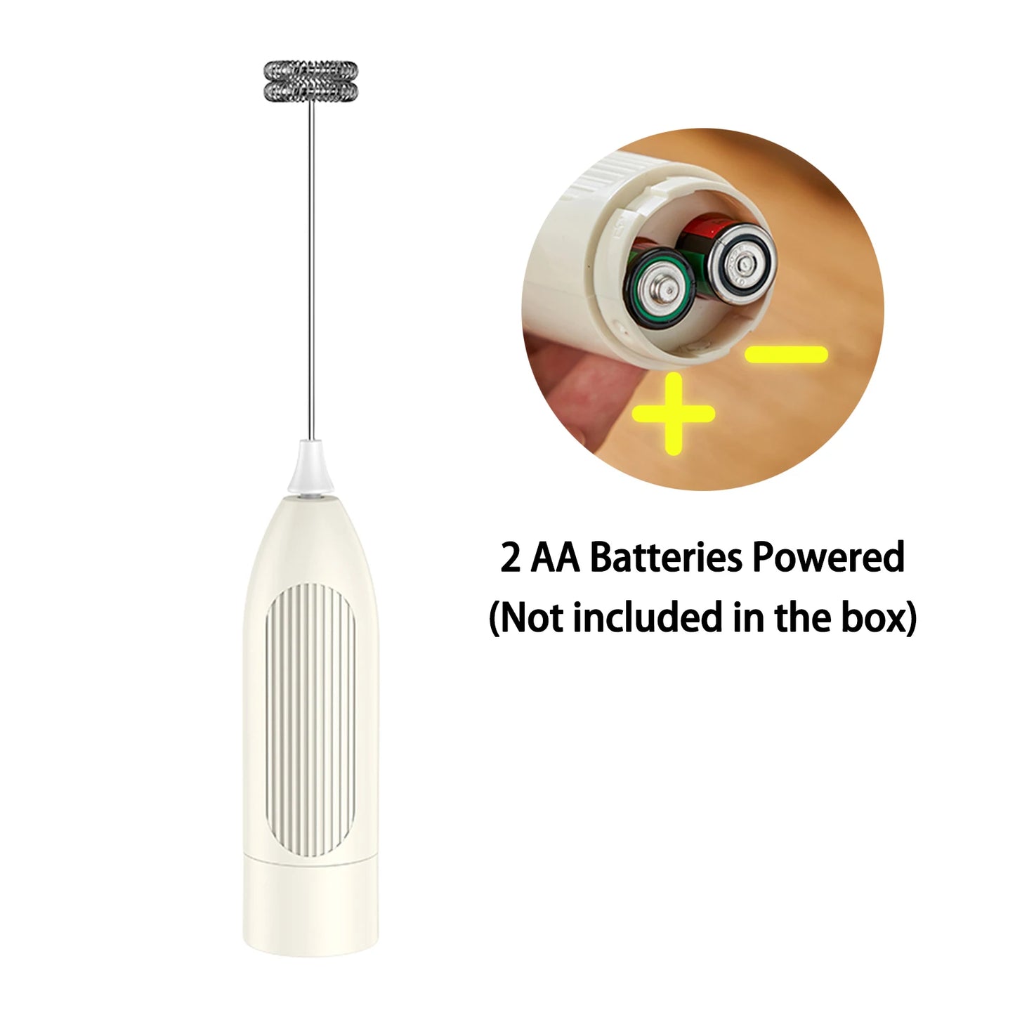 Milk Frother Handheld Electric Foam Maker Battery Powered Drink Mixer Stainless Steel Whisk for Coffee Latte Cappuccino