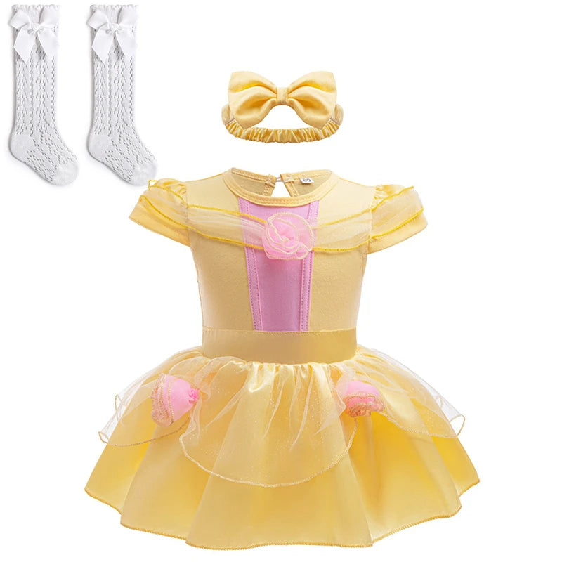 Fairy Todder Baby Girl Alice Rapunzel Moana Belle Mermaid Sofia Princess Romper Halloween Newborn Birthday Party Onesie Jumpsuit