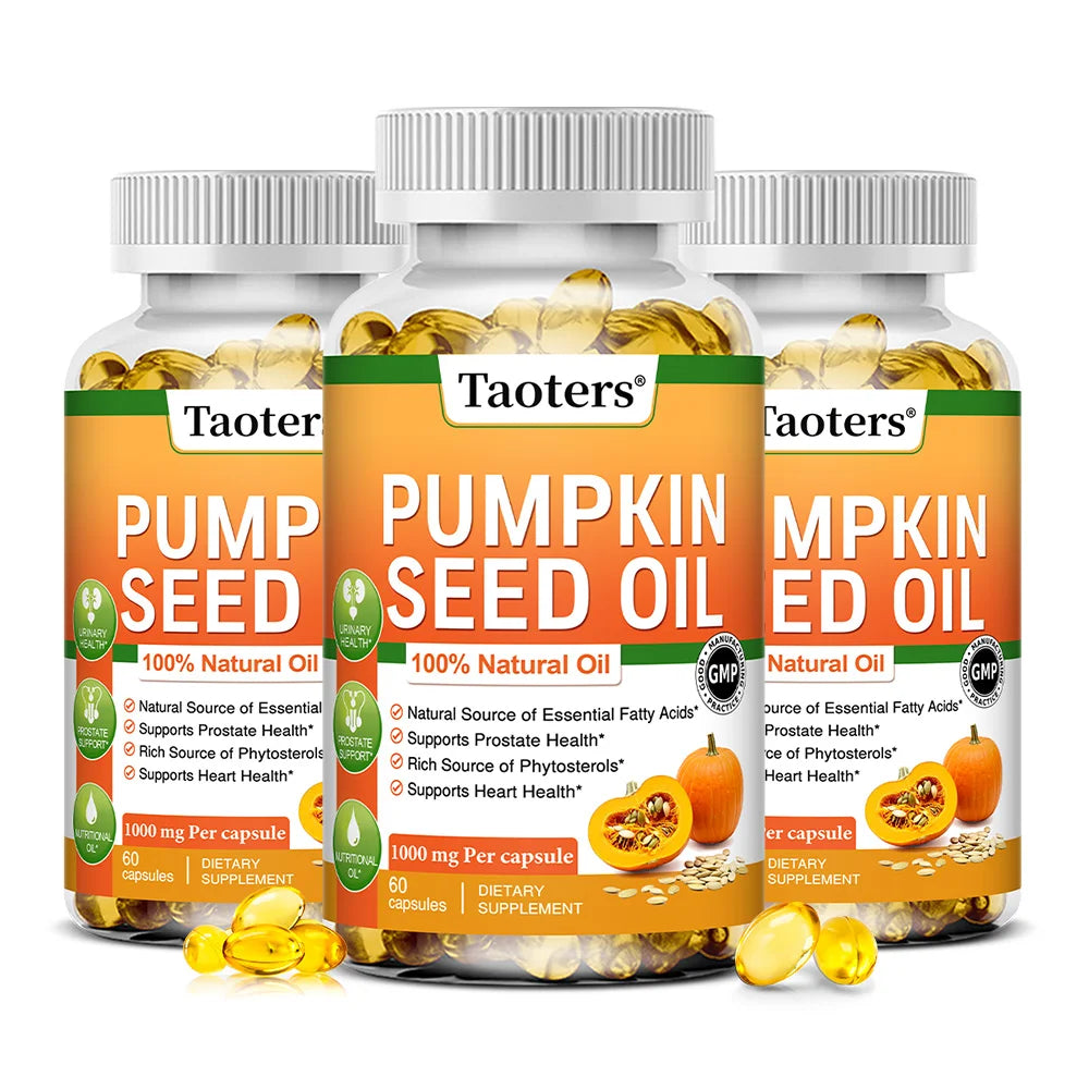 Pumpkin Seed Oil Capsules - Promotes Hair Growth, Urinary Tract and Prostate Health, Cardiovascular Support | Non-GMO