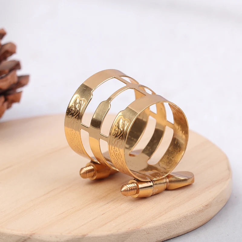 {QTG333} Double Screw Adjustment Saxophone Ligature Gold Color Copper Compact Durable For Alto Sax Saxophone Ligature Fastener