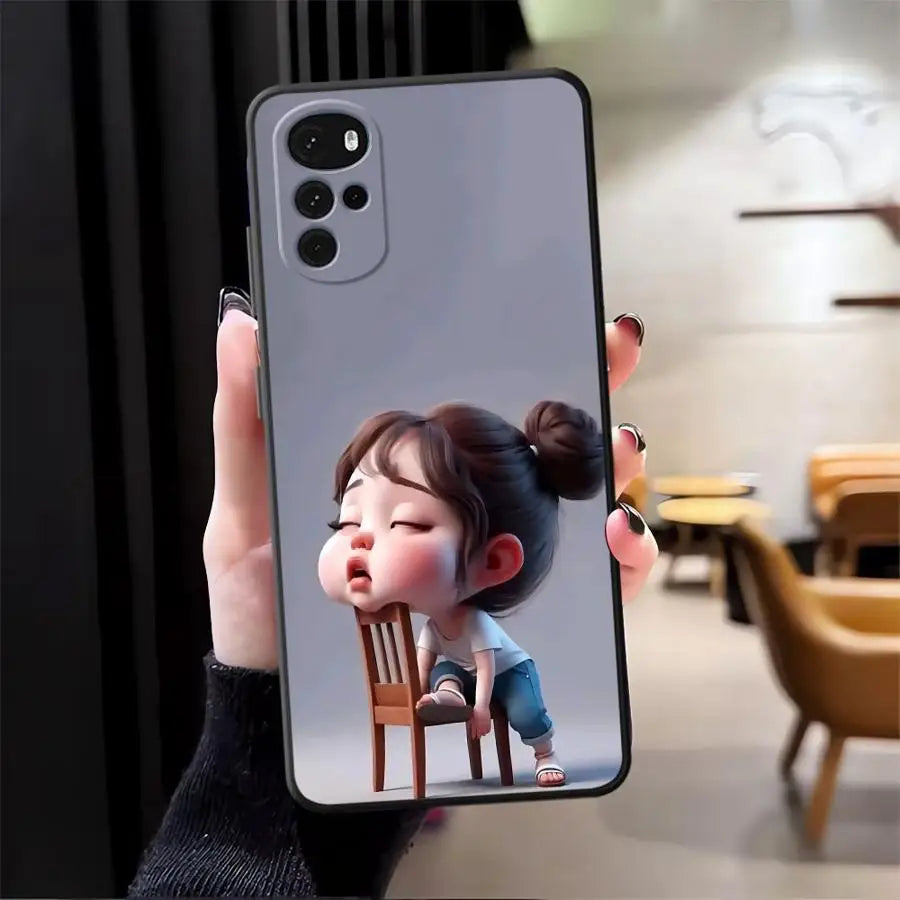 Cartoon Girl Pattern Phone Cover Case for Motorola Moto G50 G60s G32 G71 G52 G22 Edge40 G53 G30 Edge 20 Pro 30 Lite G51 G73
