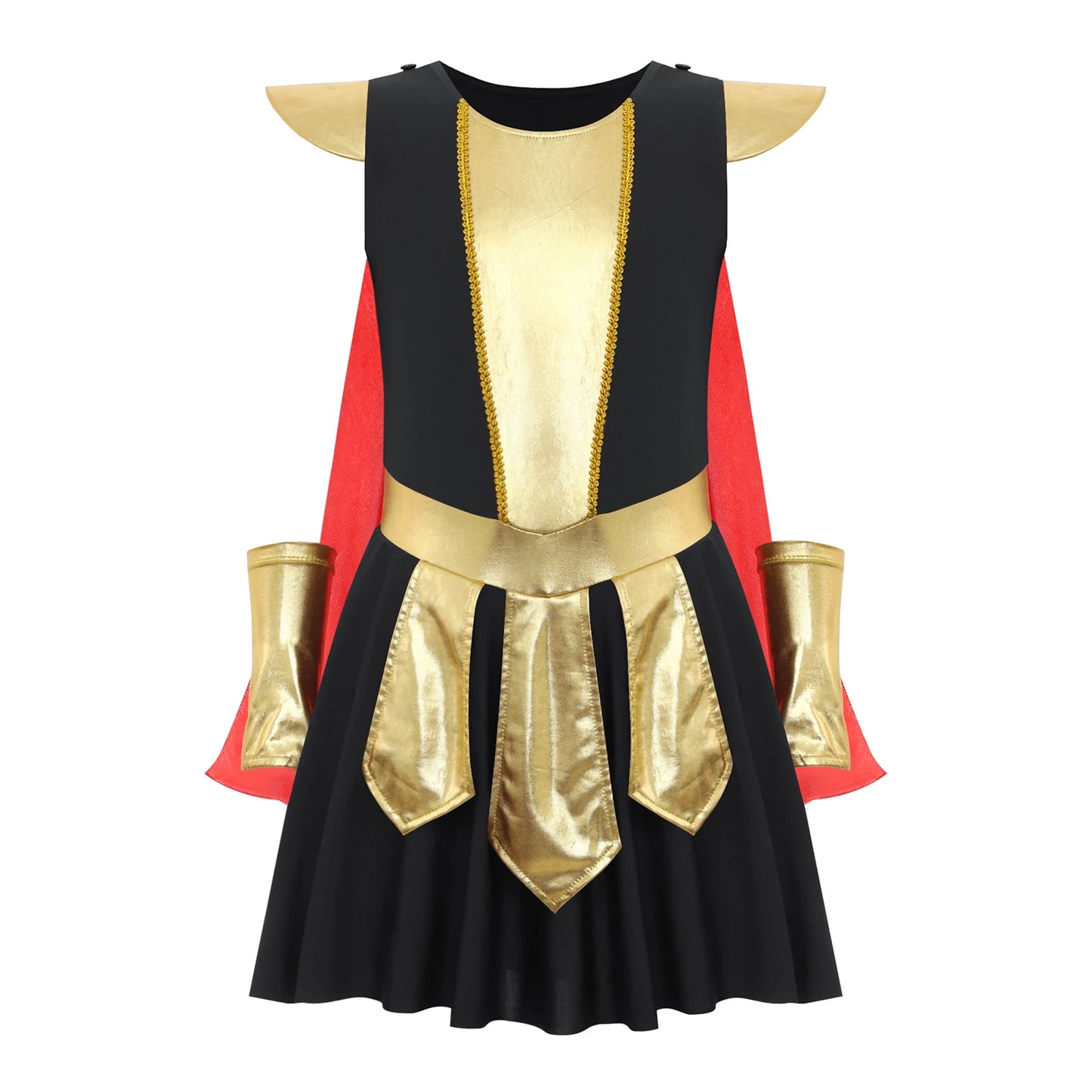 Kids Girls Halloween Ancient Roman Warrior Costume Medieval Soldier Gladiator Cosplay Party Dress Historical Role Play Dress Up
