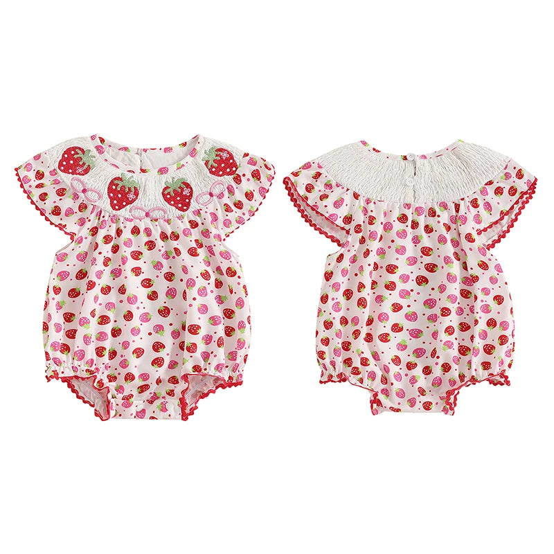 Newborn Baby Girls Watermelon Romper Fly Sleeve Ruffle Rompers Sleeveless Babydoll Collar Bodysuits Summer Clothes