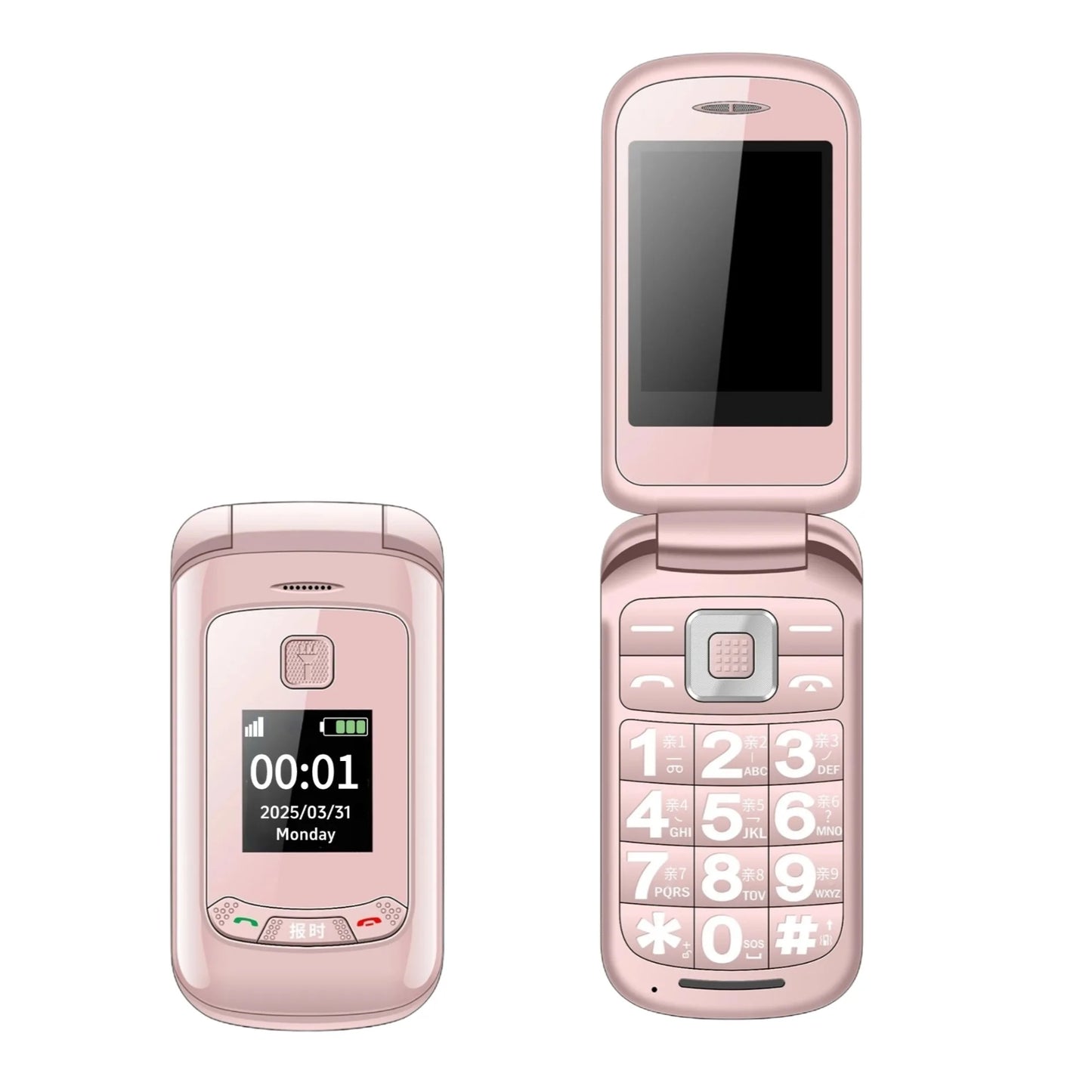 Affordable Retro Flip Cute Phone SOS Dial Speed Dial Big Button Dual Screen Loud Speaker Long Battery Clamshell Mini Size Mobile